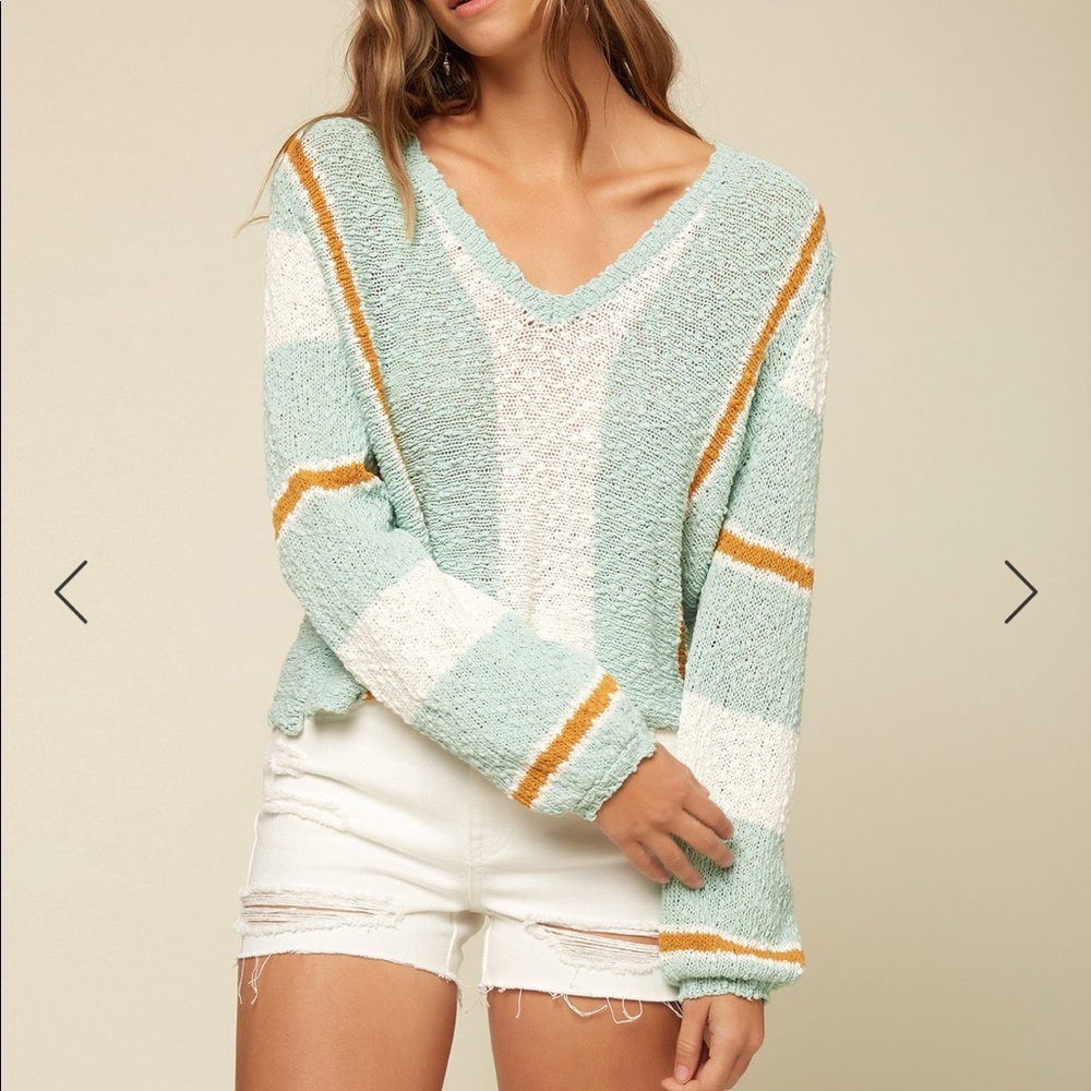 O’Neill mint and white shores sweater size xs